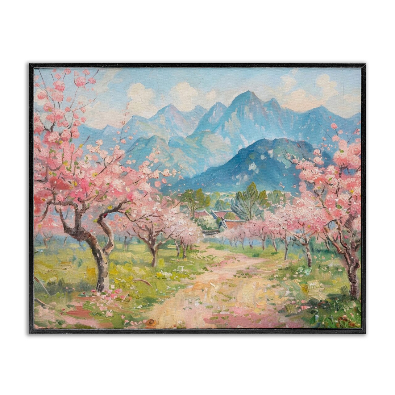 Stupell Industries Cherry Blossom Mountains Framed Giclee Wall Art Design by LSR Design Studio